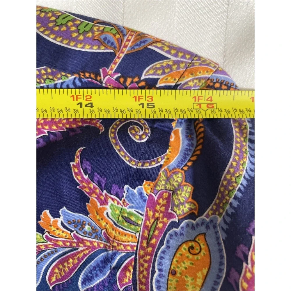 Lauren Ralph Lauren Women's Paisley Floral Purple Blouse Shirt 100% Cotton Small